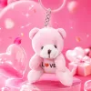 Pink plush bear keychain, cute pendant, plush toy, car bag accessory Specification image